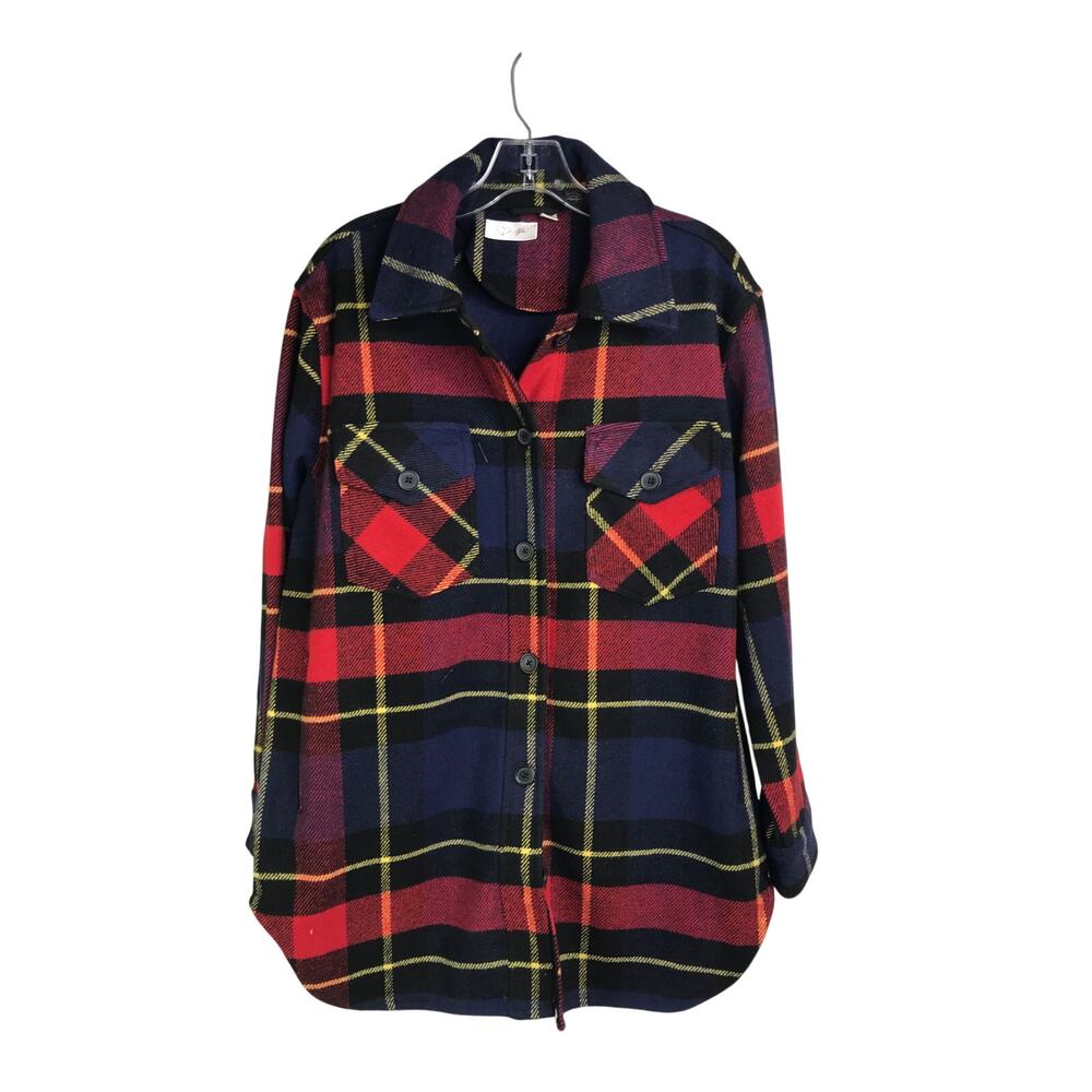 RD Style Flannel Shirt Womens S/P ‎ Multi Color Plaid Heavyweight Pockets